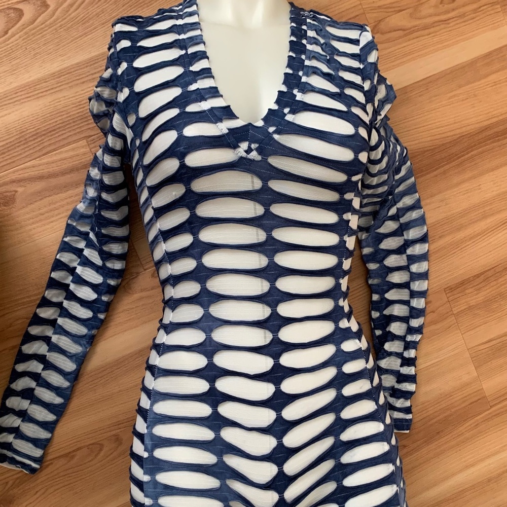 Women's Navy & White Cutout Knit Jumpsuit